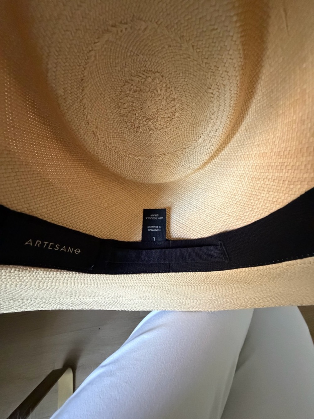 Women’s Wide-Brim Straw Sun Hat with Black Band - Picture 7 of 7
